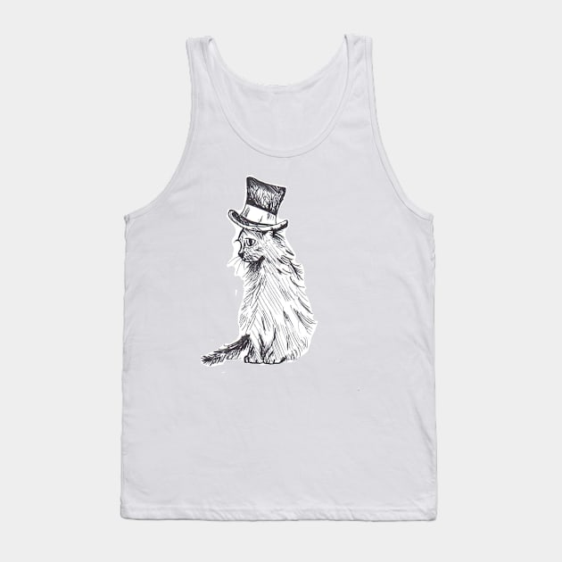 Black Cat in Hat Tank Top by drknice